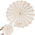 thumbnail image 1 of 15 Inch Halloween Round Placemat, Hollow Out Decorative Table Mat, Beige Spider Web Style Table Centerpiece for Halloween Dinner Party, Kitchen Dining Table, Bar, Cafe and Holiday Home Decor, 1 of 8