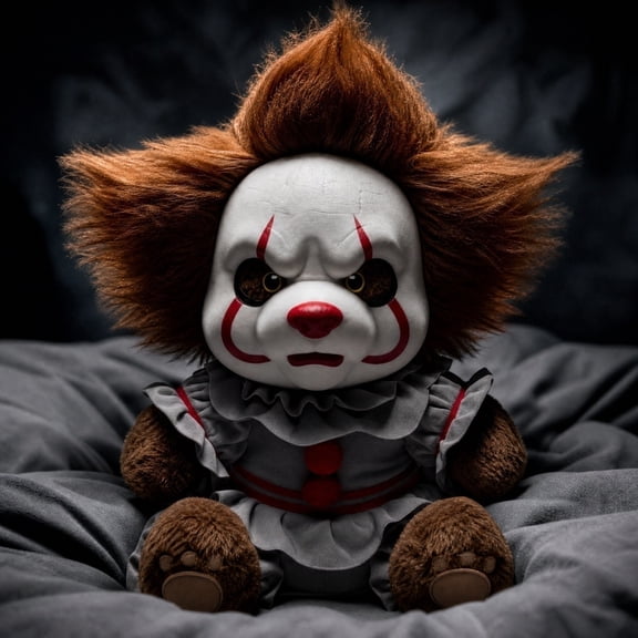 15 Inch Halloween Terrifier Art Clown Bear Stuffed Animals Plushie, Sitting Art Clown Bear Plush Toys Pillow for Halloween Decorations, Halloween Soft Toys Figure Gifts for Halloween Party Favors