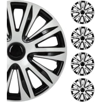 15 Inch Hubcaps Set of 4 Wheel Rim Cover Universal R15 Hub Caps Replacement ABS Material Exterior Accessories for Car Pickup Truck SUV, Silver & Black Lacquer
