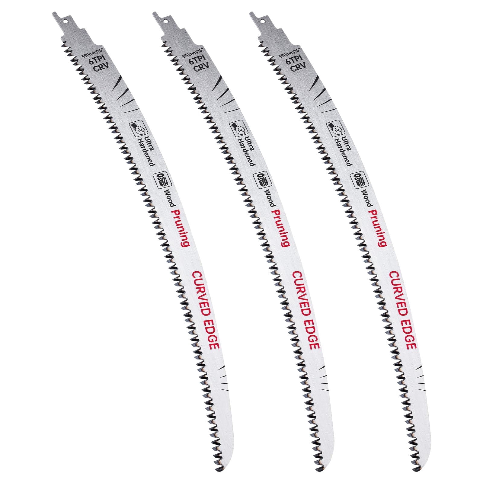 15-Inch Japanese Teeth Reciprocating Saw Blades, 6TPI for Wood & Tree Cutting, 3 Pieces