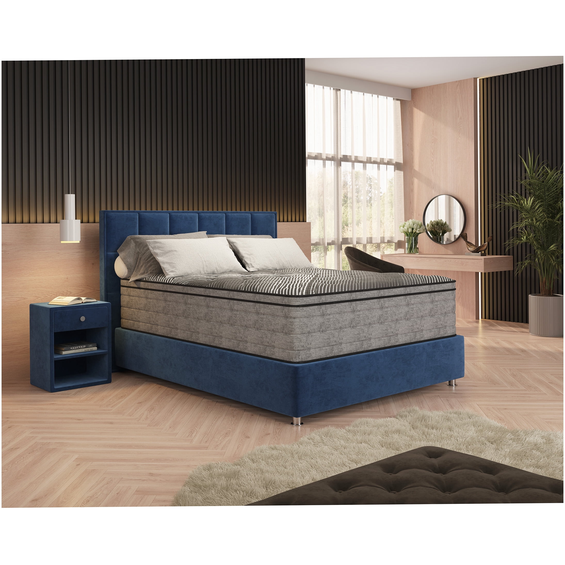 15 Inch King Size Euro Top Hybrid Mattress with Cooling Gel Memory Foam and Edge Support