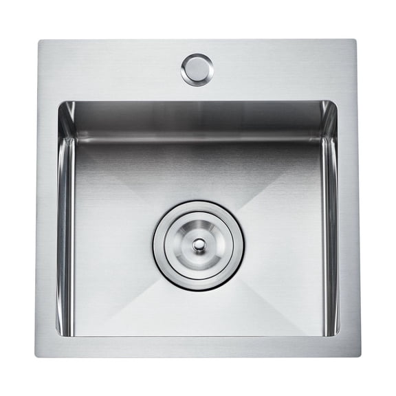15 Inch Kitchen Sink Workstation, 304 Stainless Steel Single Bowl Drop-In Sink, Top Mount Basin for RV, Prep Kitchen, Bar, Laundry Room, with Drain Kit