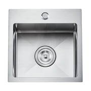 15 Inch Kitchen Sink Workstation, 304 Stainless Steel Single Bowl Drop-In Sink, Top Mount Basin for RV, Prep Kitchen, Bar, Laundry Room, with Drain Kit