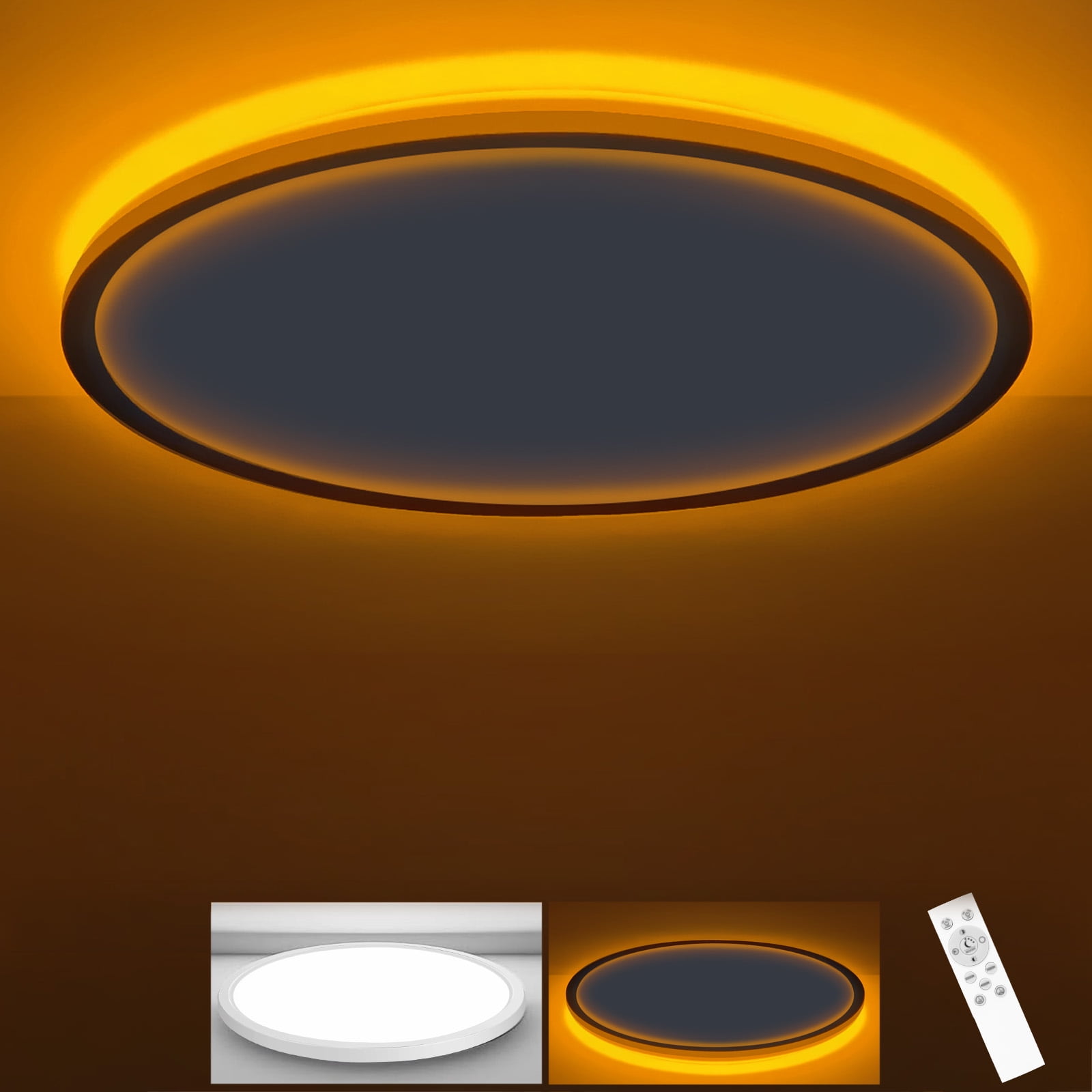 15 Inch LED Ceiling Light with Night Light 1800K, 3000K/4000K/6500K Dimmable Ceiling Light Fixtures with Remote Control, Low Profile Ceiling Lighting for Bedroom Living Room Kitchen-White