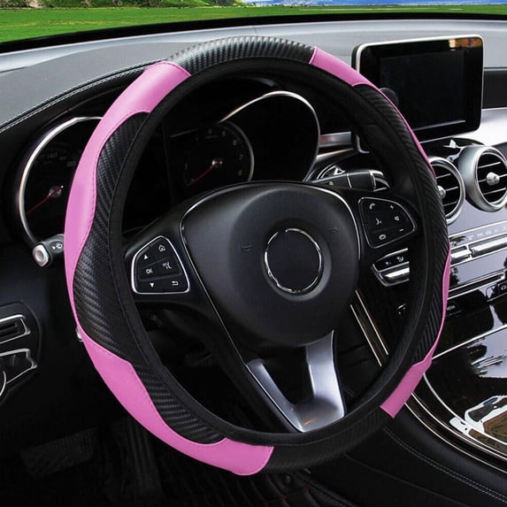 15 Inch Microfiber Leather Car Steering Wheel Cover, Anti-Slip, 7.2cm Width