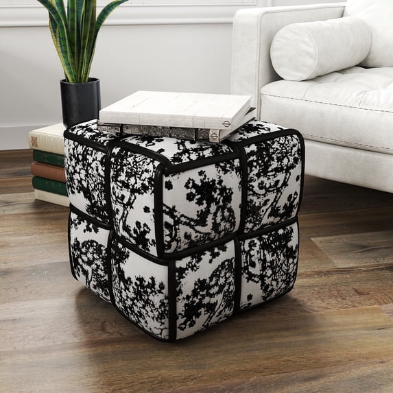 lemontalking 15 Inch Minimalist Linen Fabric Cross Weave Square Modern Chair Modern Home Black Upholstered Seat