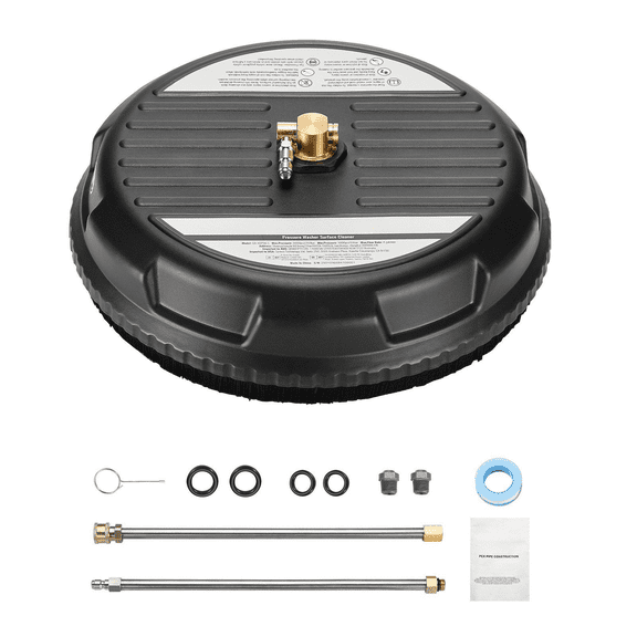 15 Inch Pressure Washer Surface Cleaner Kit, 4000 PSI Attachment with Wheels, 1/4 Quick Connector, 2 Nozzles, 2 Wands for Driveway, Patio, Deck Cleaning