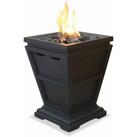 15 Inch Propane Fire Column by Endless Summer, Elegant Slate Base and Stainless Steel Burner, Ideal for Outdoor Entertaining, Black