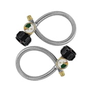 15 Inch RV Propane Hose Pigtail with Gauge for 5-40Lb Tanks - Stainless Braided Propane Hose Quick