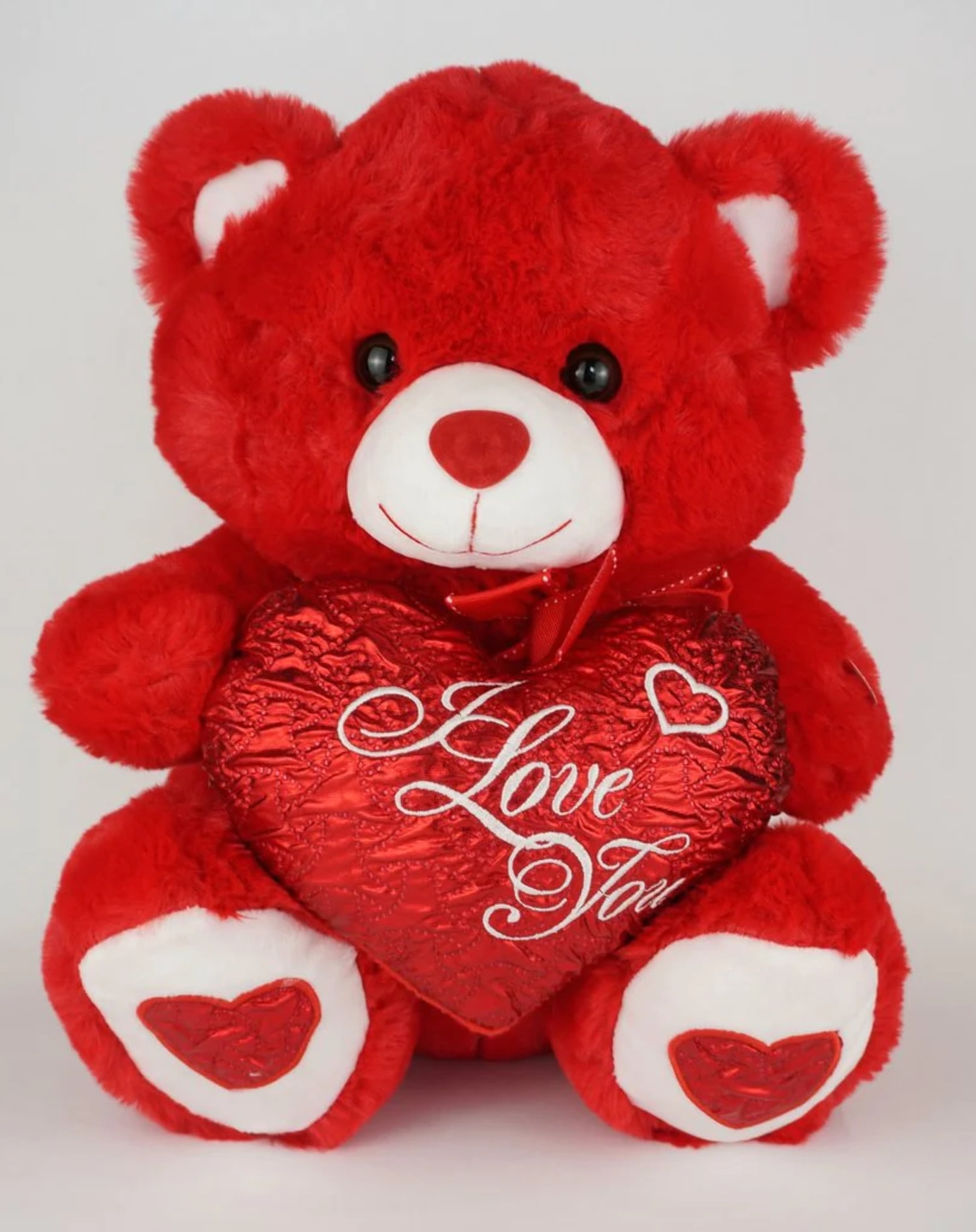 15 Inch Red Musical Valentine Bear with I Love You Heart and Light up cheek
