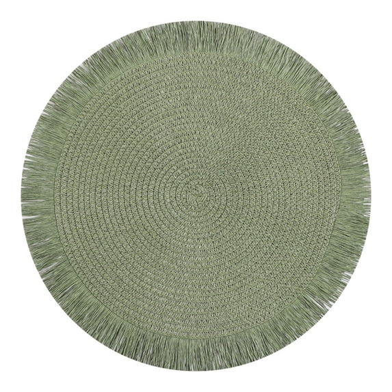 15 Inch Round Cotton Placemat, Boho Placemats Table Mats, Woven Washable Table Placemats for Fall Kitchen Dining Home Farmhouse, Thanksgiving Christmas Decor, Heat Resistant Place Mat,Teal