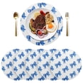 thumbnail image 1 of 15 Inch Round Grid Plate Mats Heat Non-Slip Resistant PVC Placemats for Kitchen Dining Table Decor Blue Bows Pattern 6PCS, 1 of 5