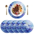 thumbnail image 1 of 15 Inch Round Grid Plate Mats Heat Non-Slip Resistant PVC Placemats for Kitchen Dining Table Decor Blue Ink Clouds 6PCS, 1 of 5