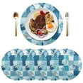 thumbnail image 1 of 15 Inch Round Grid Plate Mats Heat Non-Slip Resistant PVC Placemats for Kitchen Dining Table Decor Blue Marine Life Patterns 1PCS, 1 of 5