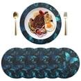 thumbnail image 1 of 15 Inch Round Grid Plate Mats Heat Non-Slip Resistant PVC Placemats for Kitchen Dining Table Decor Blue-green Butterfly Pattern 4PCS, 1 of 5