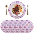 thumbnail image 1 of 15 Inch Round Grid Plate Mats Heat Non-Slip Resistant PVC Placemats for Kitchen Dining Table Decor Bows and Heart Pattern 4PCS, 1 of 5