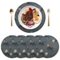 thumbnail image 1 of 15 Inch Round Grid Plate Mats Heat Non-Slip Resistant PVC Placemats for Kitchen Dining Table Decor Brown-blue Butterfly Pattern 1PCS, 1 of 5