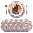 thumbnail image 1 of 15 Inch Round Grid Plate Mats Heat Non-Slip Resistant PVC Placemats for Kitchen Dining Table Decor Cartoon-style Santa Claus 1PCS, 1 of 5