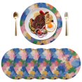 thumbnail image 1 of 15 Inch Round Grid Plate Mats Heat Non-Slip Resistant PVC Placemats for Kitchen Dining Table Decor Colorful Splashes and Brushstrokes 1PCS, 1 of 5