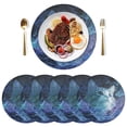 thumbnail image 1 of 15 Inch Round Grid Plate Mats Heat Non-Slip Resistant PVC Placemats for Kitchen Dining Table Decor Cute Blue and White Cat 4PCS, 1 of 5
