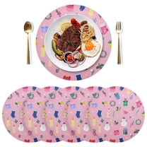 15 Inch Round Grid Plate Mats Heat Non-Slip Resistant PVC Placemats for Kitchen Dining Table Decor Cute Christmas Element 1PCS