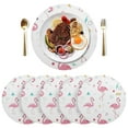 thumbnail image 1 of 15 Inch Round Grid Plate Mats Heat Non-Slip Resistant PVC Placemats for Kitchen Dining Table Decor Cute Flamingo Pattern 6PCS, 1 of 5
