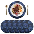 thumbnail image 1 of 15 Inch Round Grid Plate Mats Heat Non-Slip Resistant PVC Placemats for Kitchen Dining Table Decor Deep Blue Flower 4PCS, 1 of 5
