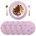 thumbnail image 1 of 15 Inch Round Grid Plate Mats Heat Non-Slip Resistant PVC Placemats for Kitchen Dining Table Decor Dog Paw Prints and Bows 4PCS, 1 of 5