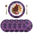 thumbnail image 1 of 15 Inch Round Grid Plate Mats Heat Non-Slip Resistant PVC Placemats for Kitchen Dining Table Decor Glowing Purple Butterfly 4PCS, 1 of 5