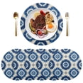 thumbnail image 1 of 15 Inch Round Grid Plate Mats Heat Non-Slip Resistant PVC Placemats for Kitchen Dining Table Decor Intricate Blue and White Tie-dye 1PCS, 1 of 5
