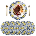 thumbnail image 1 of 15 Inch Round Grid Plate Mats Heat Non-Slip Resistant PVC Placemats for Kitchen Dining Table Decor Lemons and Leaves Pattern 6PCS, 1 of 5