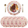 thumbnail image 1 of 15 Inch Round Grid Plate Mats Heat Non-Slip Resistant PVC Placemats for Kitchen Dining Table Decor Pink Christmas Elements 6PCS, 1 of 5