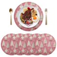 thumbnail image 1 of 15 Inch Round Grid Plate Mats Heat Non-Slip Resistant PVC Placemats for Kitchen Dining Table Decor Pink Santa Claus Pattern 6PCS, 1 of 5