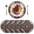 thumbnail image 1 of 15 Inch Round Grid Plate Mats Heat Non-Slip Resistant PVC Placemats for Kitchen Dining Table Decor Retro Style Shape Pattern 6PCS, 1 of 5