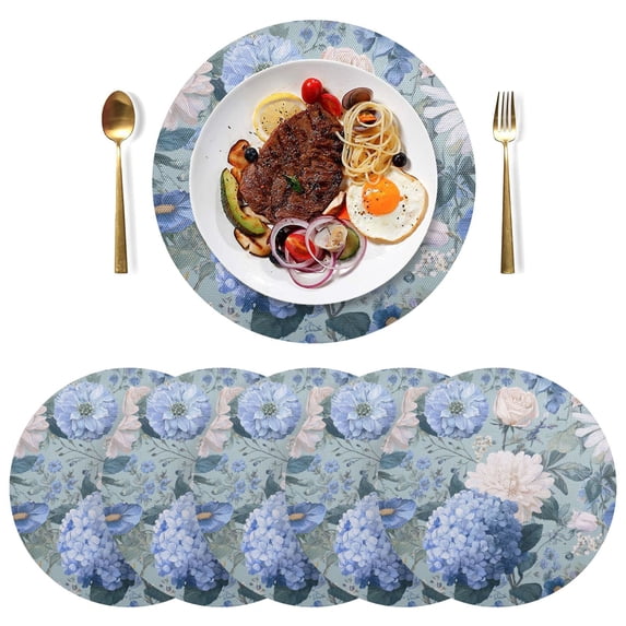 15 Inch Round Grid Plate Mats Heat Non-Slip Resistant PVC Placemats for ...