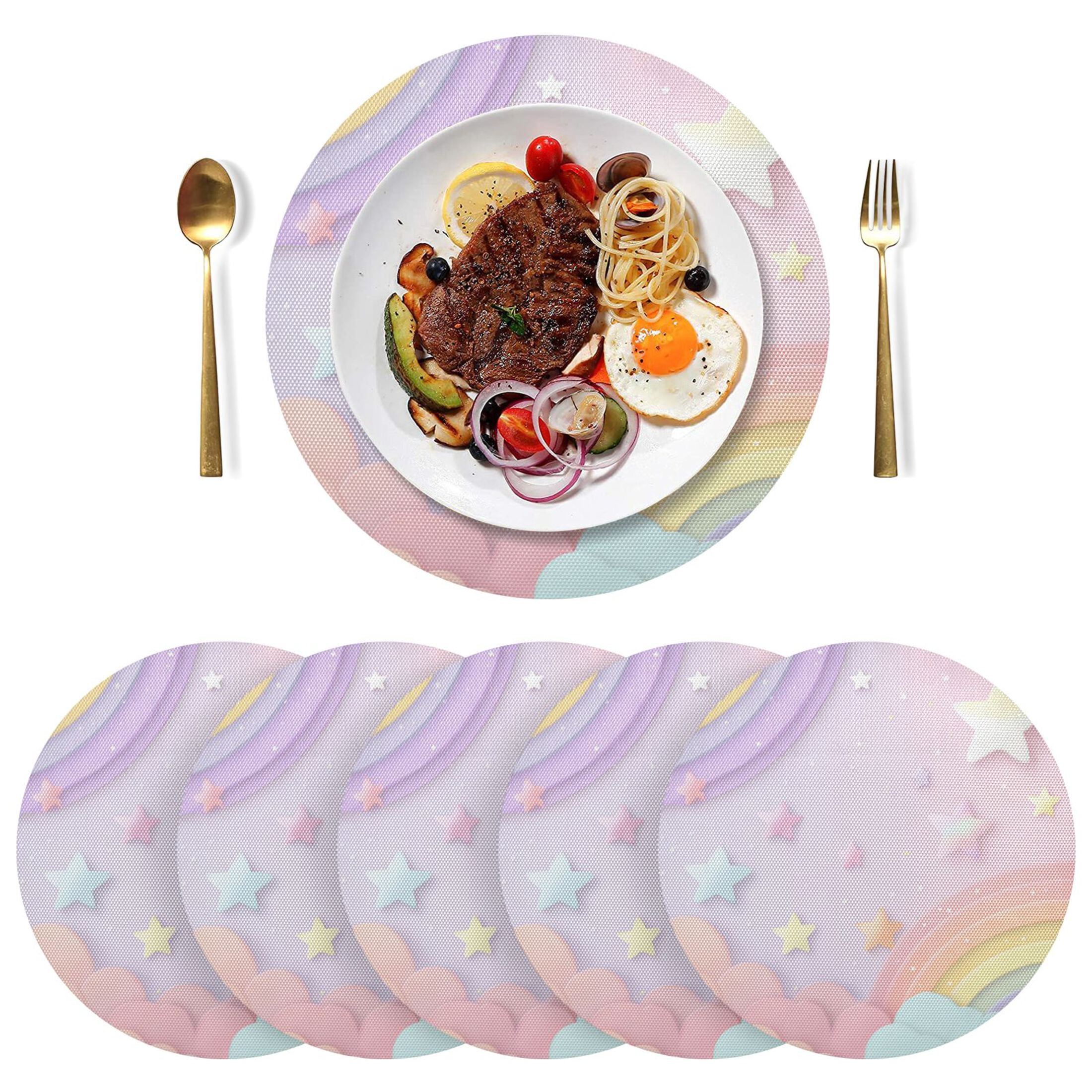 15 Inch Round Grid Plate Mats Heat Non-Slip Resistant PVC Placemats for ...