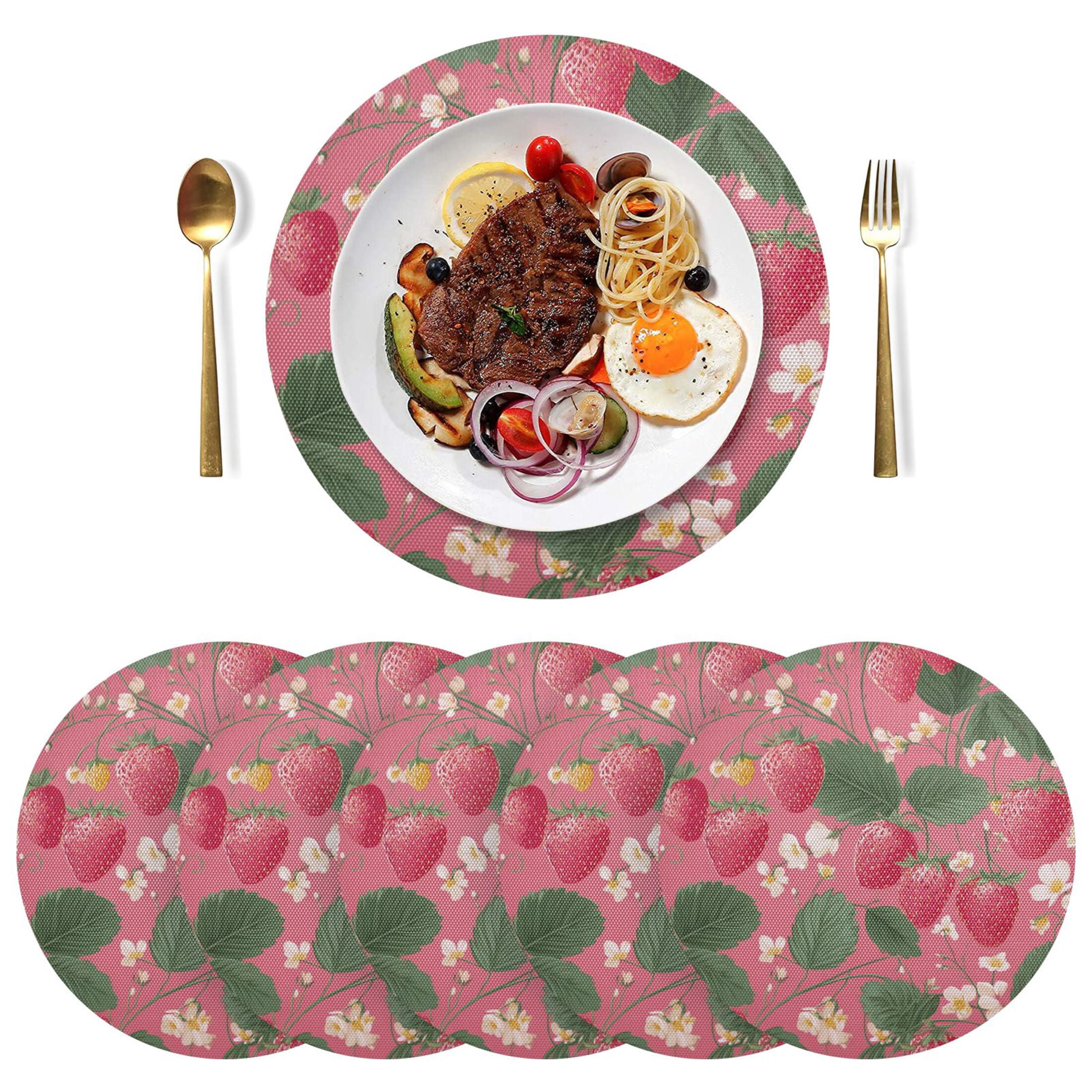15 Inch Round Grid Plate Mats Heat Non-Slip Resistant PVC Placemats for ...