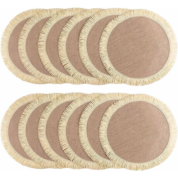 15 Inch Round Jute Placemats Set of 12, Braided Burlap Table Mats for ...