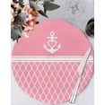 thumbnail image 1 of 15 Inch Round Placemats Set of 4, Anchor Morocco Non Slip Heat Insulation PP Table Mats, Modern Nautical Pink Boho Stripes Washable Place Mats for Kitchen Dining Party Table Decor, 1 of 7