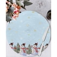 thumbnail image 1 of 15 Inch Round Placemats Set of 4, Aqua Christmas Snowman Non Slip Heat Insulation PP Table Mats, Winter Xmas Tree Snowflakes Washable Place Mats for Kitchen Dining Party Table Decor, 1 of 7