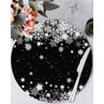 thumbnail image 1 of 15 Inch Round Placemats Set of 4, Black Christmas Snowflakes Non Slip Heat Insulation PP Table Mats, Xmas Winter Textured Washable Place Mats for Kitchen Dining Party Table Decor, 1 of 7