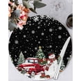 thumbnail image 1 of 15 Inch Round Placemats Set of 4, Black Christmas Snowman Non Slip Heat Insulation PP Table Mats, Xmas Truck Tree Snowflake Washable Place Mats for Kitchen Dining Party Table Decor, 1 of 7