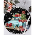 thumbnail image 1 of 15 Inch Round Placemats Set of 4, Black Christmas Trucks Non Slip Heat Insulation PP Table Mats, Xmas Tree Winter Gifts Snowflake Washable Place Mats for Kitchen Dining Party Table Decor, 1 of 7
