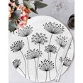 thumbnail image 1 of 15 Inch Round Placemats Set of 4, Black Dandelion Non Slip Heat Insulation PP Table Mats, Country Modern Minimalist Flower Washable Place Mats for Kitchen Dining Party Table Decor, 1 of 7
