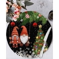 thumbnail image 1 of 15 Inch Round Placemats Set of 4, Black Gnomes Christmas Non Slip Heat Insulation PP Table Mats, Xmas Tree Balls Snowflake Washable Place Mats for Kitchen Dining Party Table Decor, 1 of 7