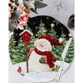 thumbnail image 1 of 15 Inch Round Placemats Set of 4, Black Snowman Christmas Non Slip Heat Insulation PP Table Mats, Green Xmas Tree Snowflake Winter Washable Place Mats for Kitchen Dining Party Table Decor, 1 of 7