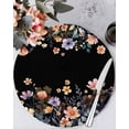 thumbnail image 1 of 15 Inch Round Placemats Set of 4, Black Spring Floral Non Slip Heat Insulation PP Table Mats, Elegant Flowers Farmhouse Botanical Washable Place Mats for Kitchen Dining Party Table Decor, 1 of 7