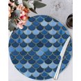 thumbnail image 1 of 15 Inch Round Placemats Set of 4, Blue Fish Scale Non Slip Heat Insulation PP Table Mats, Modern Geometric Ombre Abstract Moroccan Washable Place Mats for Kitchen Dining Party Table Decor, 1 of 7