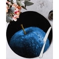 thumbnail image 1 of 15 Inch Round Placemats Set of 4, Blue Fruit Non Slip Heat Insulation PP Table Mats, Modern Minimalist Decor Black Background Washable Place Mats for Kitchen Dining Party Table Decor, 1 of 7