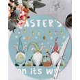 thumbnail image 1 of 15 Inch Round Placemats Set of 4, Blue Gnomes Easter Non Slip Heat Insulation PP Table Mats, Eggs Botanical Carrot Pastoral Washable Place Mats for Kitchen Dining Party Table Decor, 1 of 7